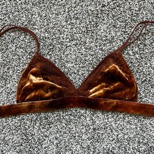 orange brown velvet triangle bralette